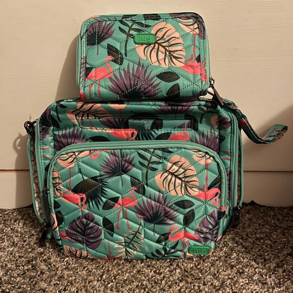 Lug Ranger Rodeo purse & wallet set. Flamingo Mint Pattern NWT